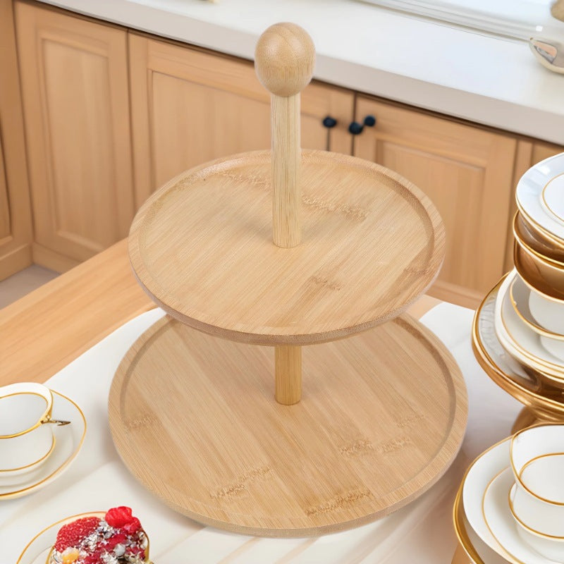 Présentoir à Gâteau en Bambou Naturel
