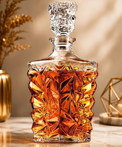 Carafe à Whisky en Cristal Facetté – Bouteille de Luxe pour Spiritueux