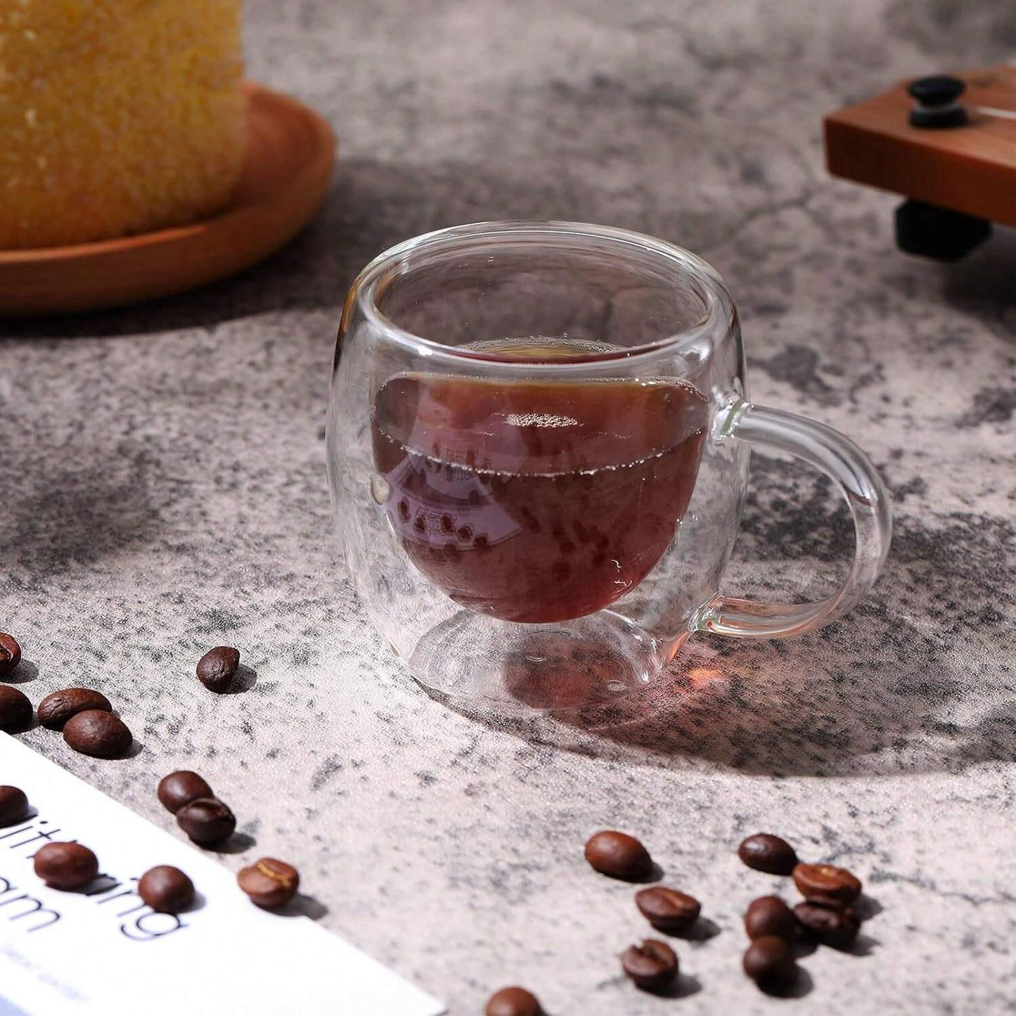 6 Tasses à Café en Verre Double Paroi avec Anse Capacité 80ml