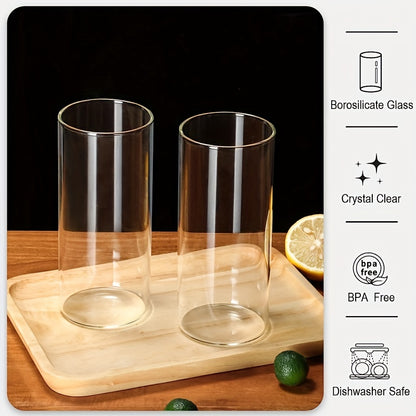 3 Verres à Boire en Verre Borosilicaté avec Paille en Bambou - 600ml