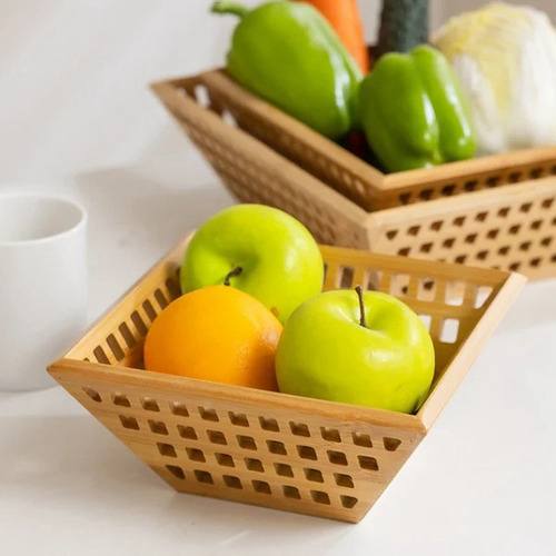 Ensemble de paniers décoratifs en bois perforé pour fruits et légumes
