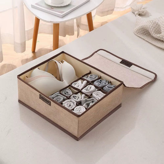 Organisateur de Sous-vêtements 3-en-1 Pliable en Lin