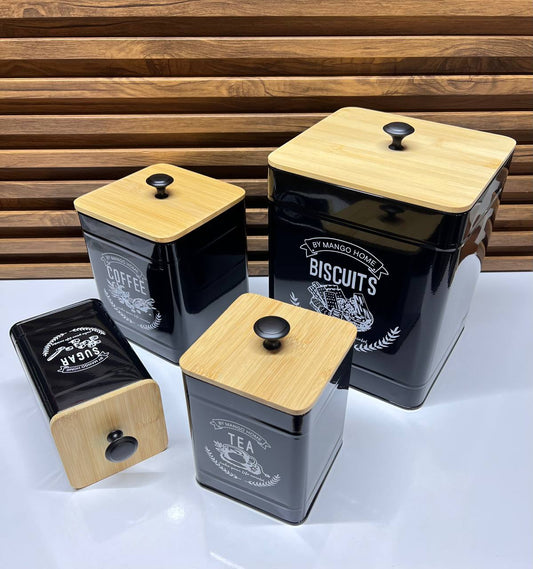 Ensemble de boîtes de rangement en métal, style moderne et bicolore (4 pièces)