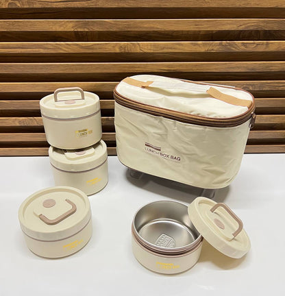 Ensemble de Boîtes à Repas Empilables Isolantes avec Sac de Transport - Style Minimaliste