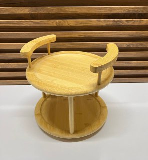 Organisateur Rotatif à Deux Niveaux en Bois de Bambou