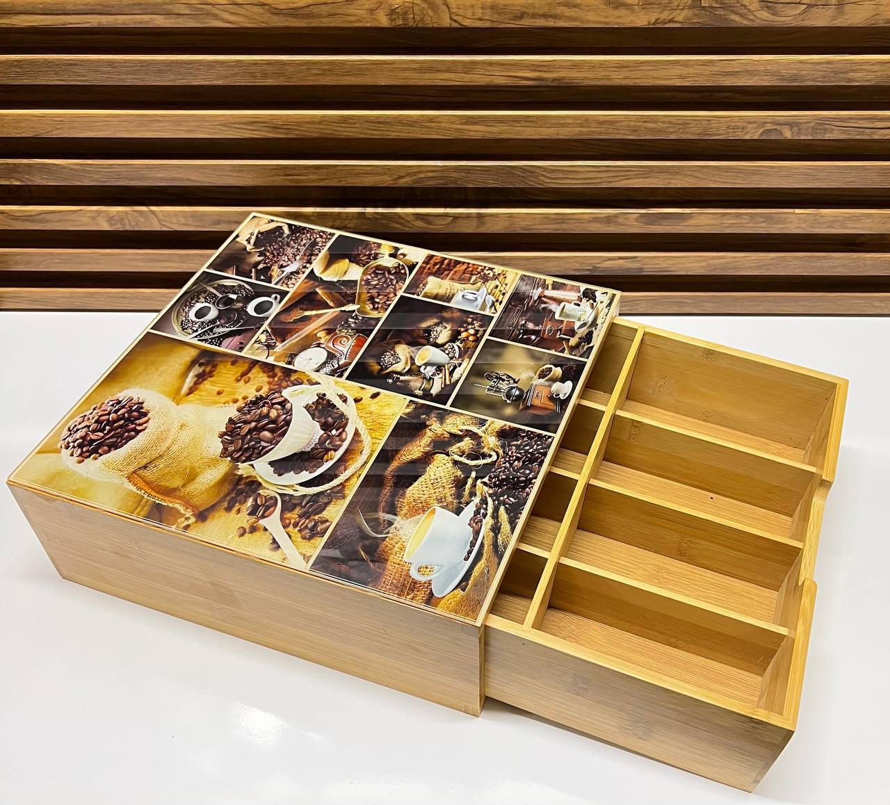 Boîte de Rangement en Bois pour Café et Thé - Design Élégant et Fonctionnel