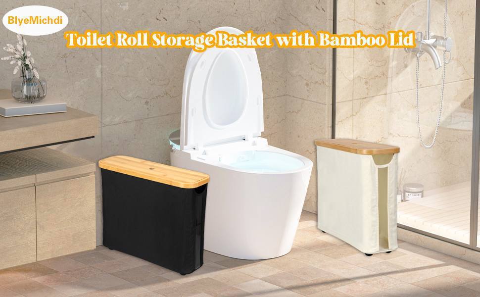 Organisateur de WC Imperméable avec Couvercle en Bois