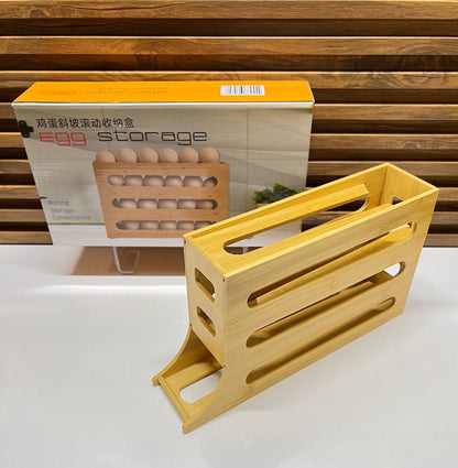 Organisateur d'Œufs en Bois à Design Incliné - Distributeur d'Œufs Automatique
