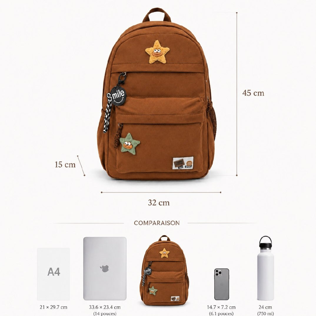 Sac à Dos Scolaire Tendance – Design Étoile & Grande Capacité