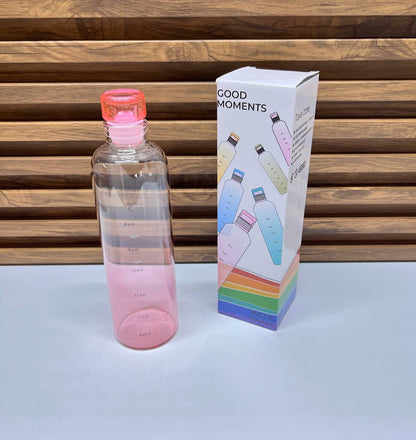 Bouteille d'eau dégradée avec marqueurs de temps, pour une hydratation optimale et quotidienne