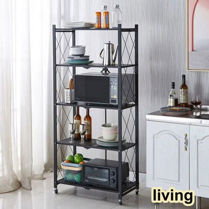 Étagère de rangement à 5 niveaux avec roulettes