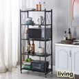 Étagère de rangement à 5 niveaux avec roulettes