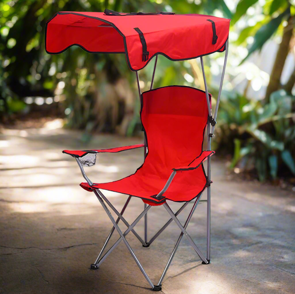 Chaise de Pêche Pliable avec Auvent Intégré – Confort et Protection Solaire