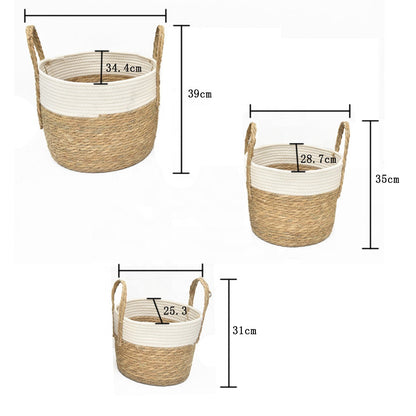 Panier de Rangement en Corde de Paille & Coton – Lot de 3