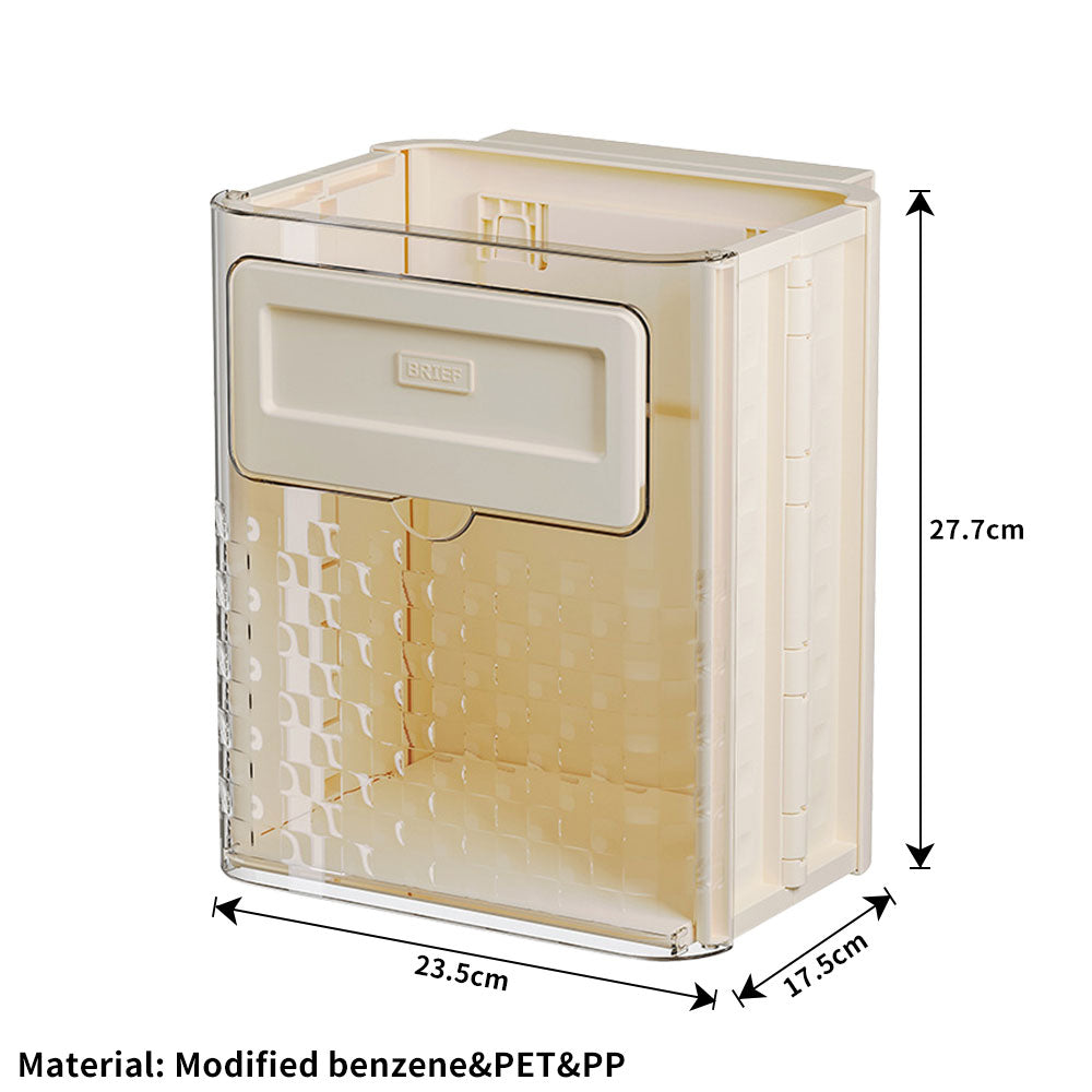 Poubelle Murale Pliable Transparente - Grande Capacité, Installation Sans Poinçon