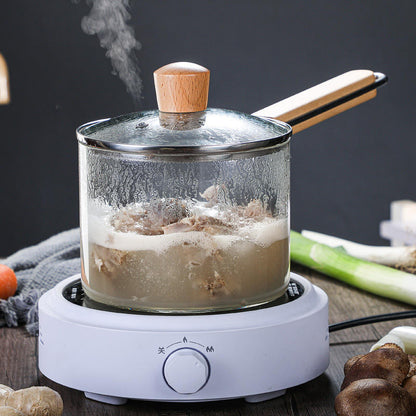 Casseroles en Verre Borosilicaté avec Manche en Bois – Élégance et Durabilité