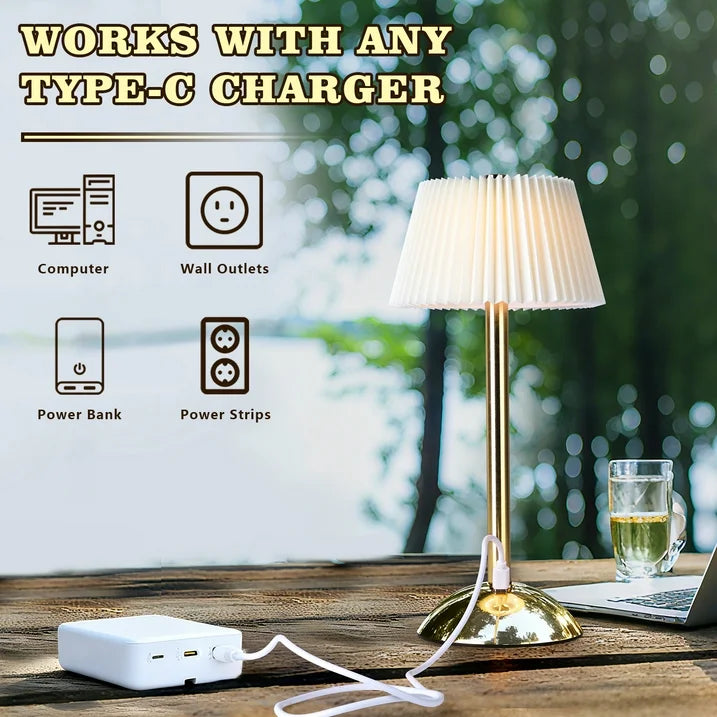 Lampe de Table Sans Fil Rechargeable Dorée – Éclairage LED Moderne et Élégant
