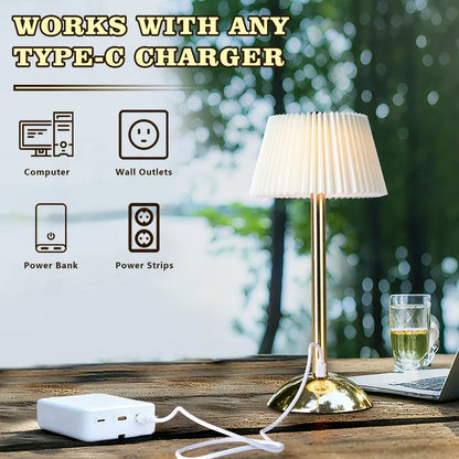 Lampe de Table Sans Fil Rechargeable Dorée – Éclairage LED Moderne et Élégant