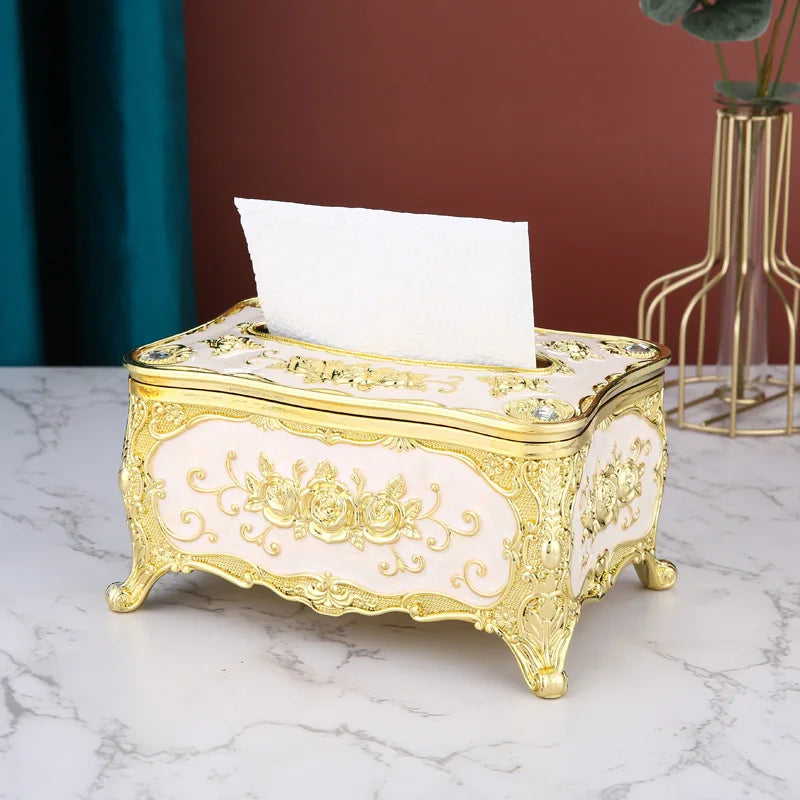 Boîte à Mouchoirs de Luxe Style Européen – Motifs Roses