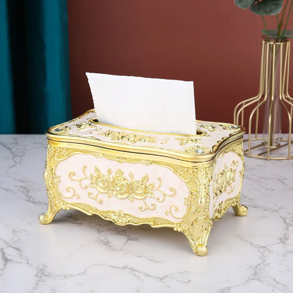 Boîte à Mouchoirs de Luxe Style Européen – Motifs Roses