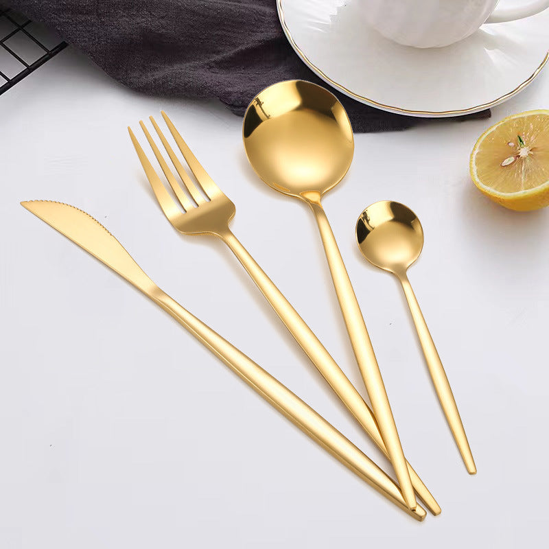 Ensemble de couverts dorés 48 pièces en acier inoxydable