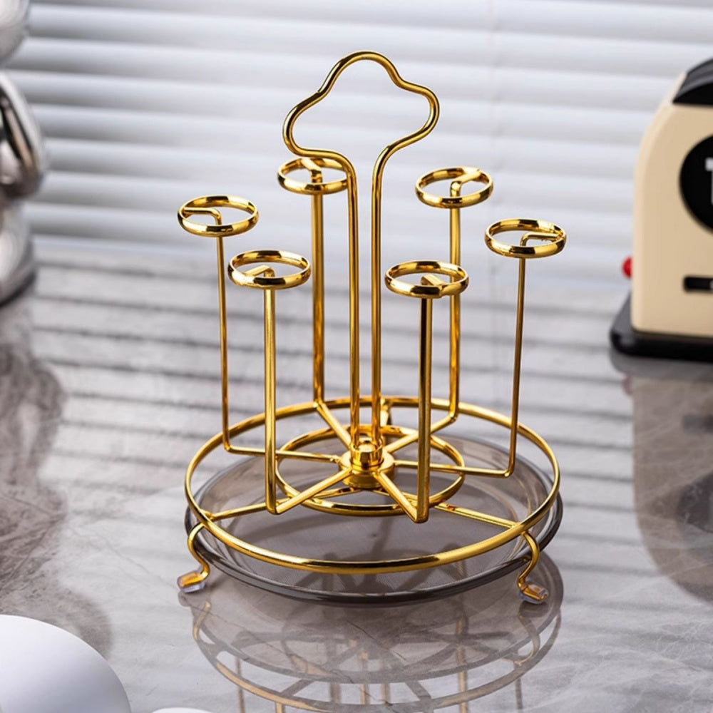 Porte-gobelet en verre rotatif avec plateau de rangement