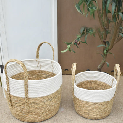 Panier de Rangement en Corde de Paille & Coton – Lot de 3