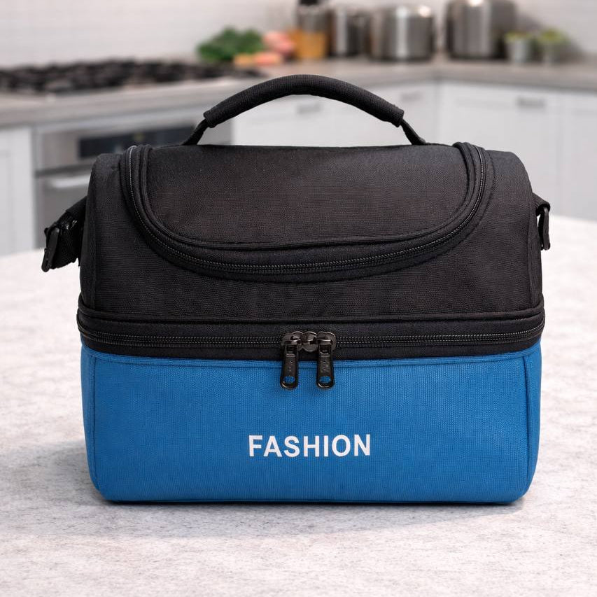 Sac Isotherme Double Compartiment – Grand Sac Repas Thermique Étanche avec Poignée et Bandoulière, Grande Capacité pour Déjeuner, Pique-nique, Travail, Voyage (Noir/Rouge)