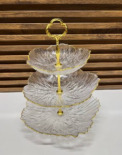 Ensemble de Bols en Verre Texturé avec Bordure Dorée - Design Élégant en Forme de Pétale de Fleur