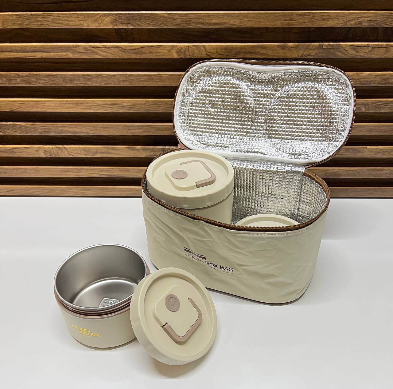 Ensemble de Boîtes à Repas Empilables Isolantes avec Sac de Transport - Style Minimaliste