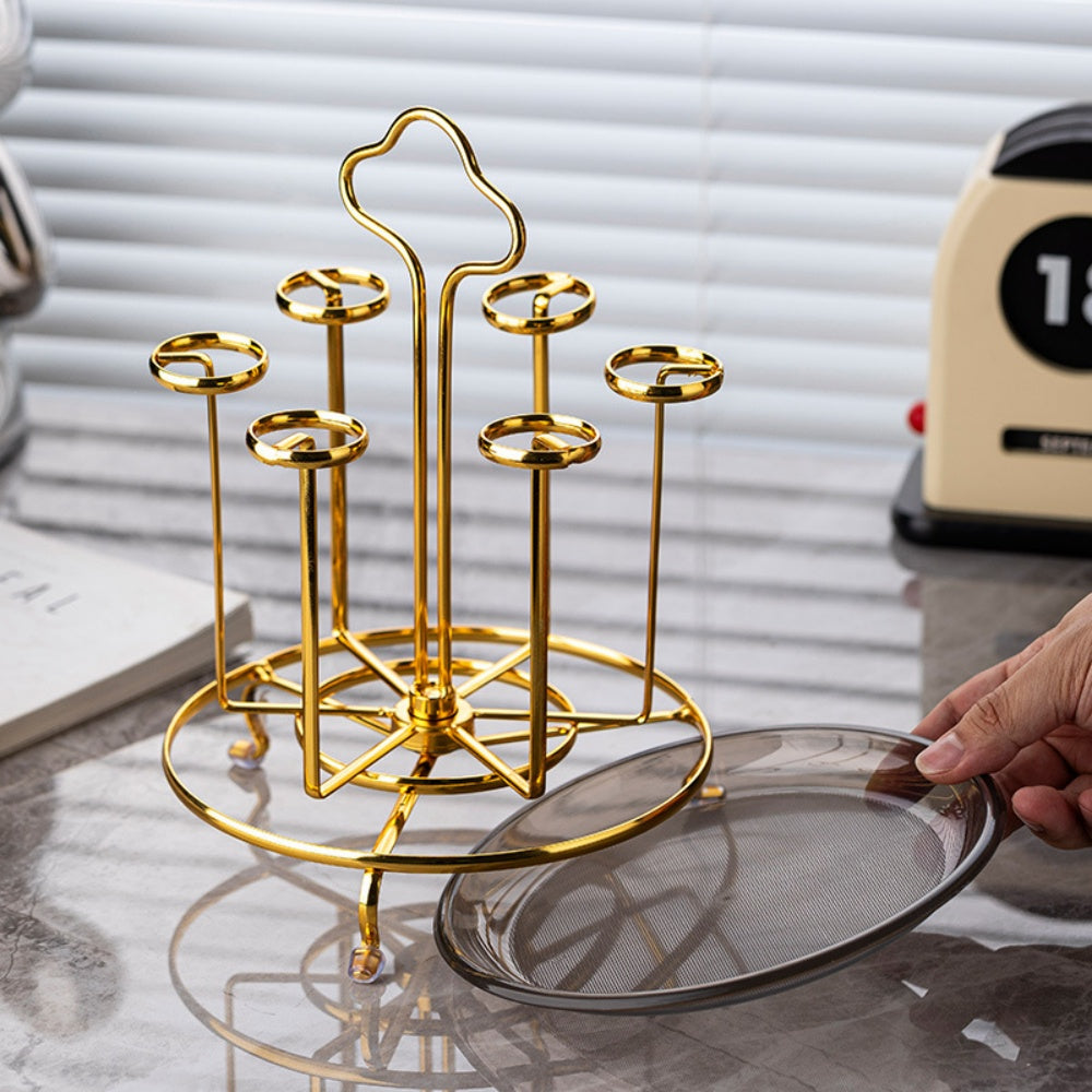 Porte-gobelet en verre rotatif avec plateau de rangement