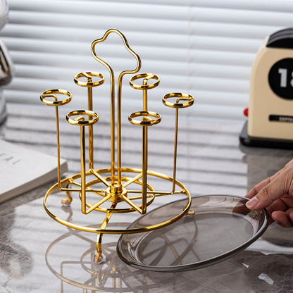 Porte-gobelet en verre rotatif avec plateau de rangement