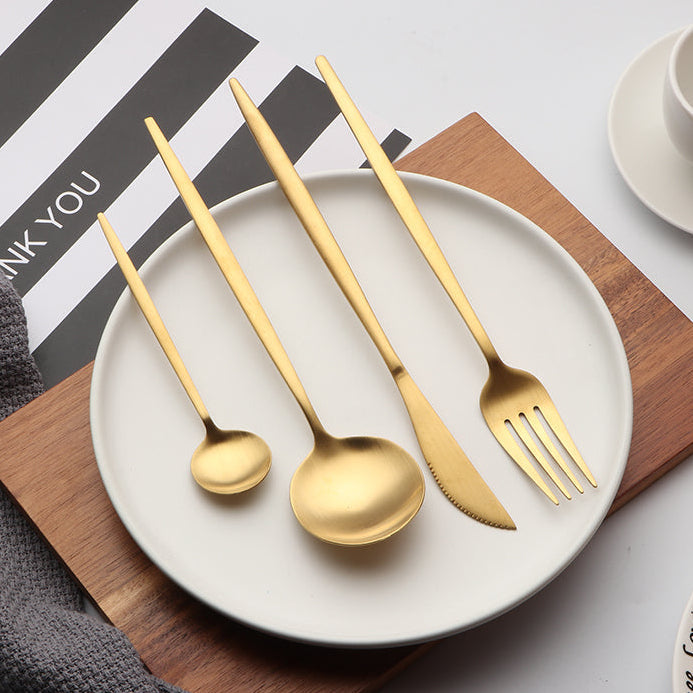 Ensemble de couverts dorés 48 pièces en acier inoxydable