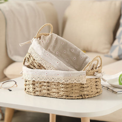 Lot de 2 paniers de rangement en osier tissé à la main