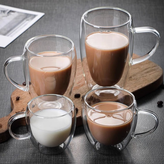 6 Tasses en Verre Transparent à Double Fond et Résistant à la Chaleur