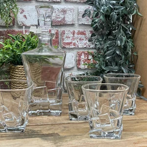 Service à Boisson en Cristal Ciselé – Carafe et 6 Verres Assortis