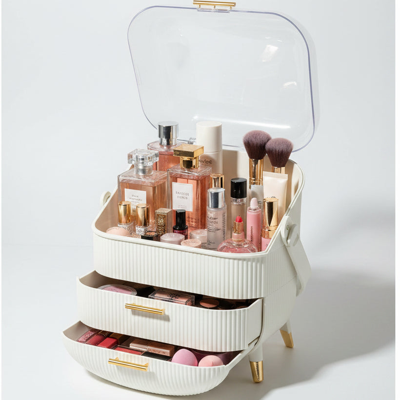 Organisateur de Maquillage Luxe et Rangement Cosmétique – Boîte Étanche avec Tiroirs