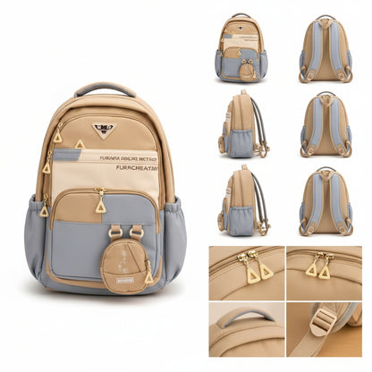 Sac à Dos Scolaire FUERCHEN Multi-Poches – Cartable Ergonomique avec Mini Trousse