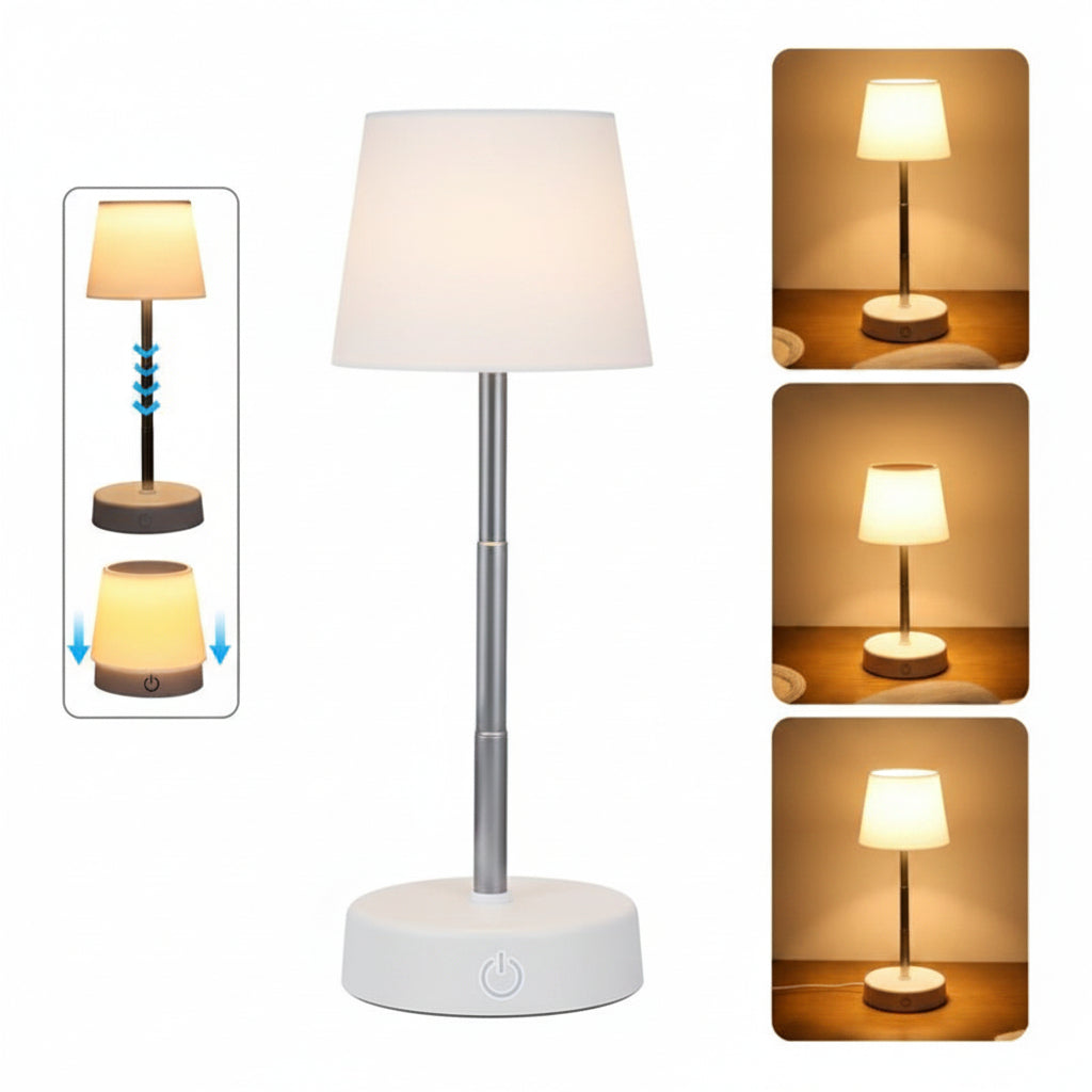 Lampe de Table LED Sans Fil Télescopique – Veilleuse Rechargeable Tactile