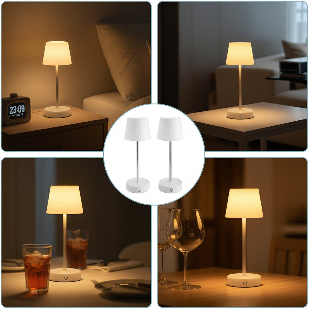 Lampe de Table LED Sans Fil Télescopique – Veilleuse Rechargeable Tactile