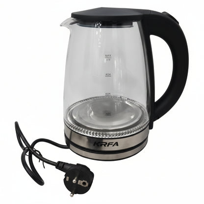 Bouilloire Électrique en Verre et Inox 2.0L – Bouilloire Transparente avec Éclairage LED