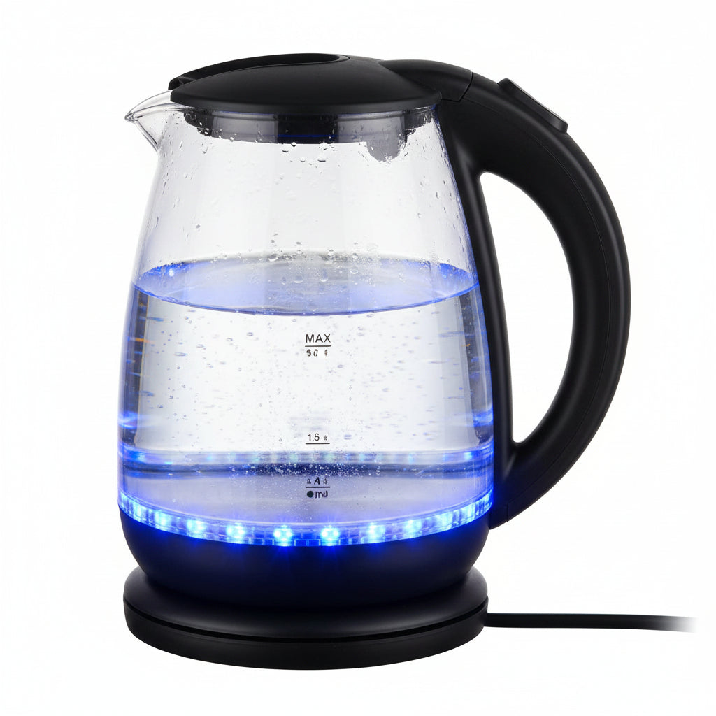 Bouilloire Électrique en Verre Slivers Crest 2L – Bouilloire Transparente LED Rapide 1500W