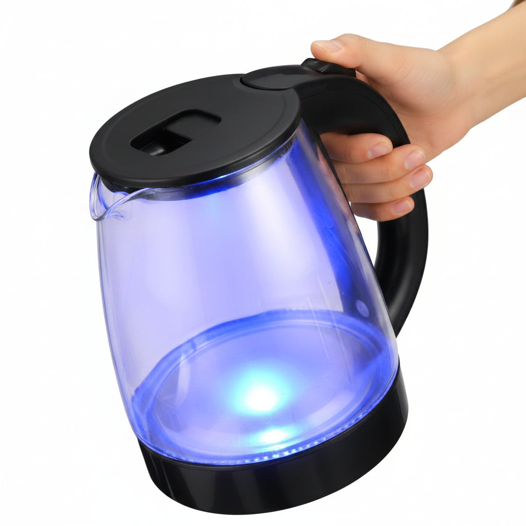 Bouilloire Électrique en Verre Slivers Crest 2L – Bouilloire Transparente LED Rapide 1500W