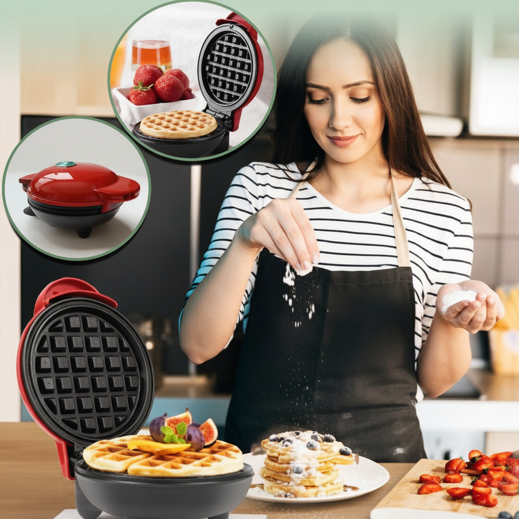 Mini Gaufrier Électrique Individuel – Appareil à Gaufres Rapide Antiadhésif