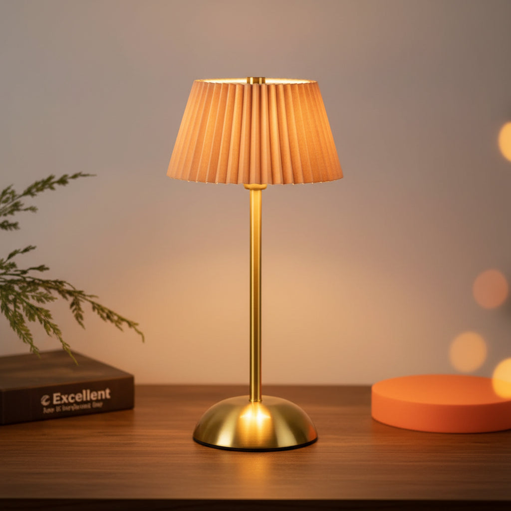 Lampe de Table LED Sans Fil Plissée – Veilleuse Rechargeable Tactile Vintage