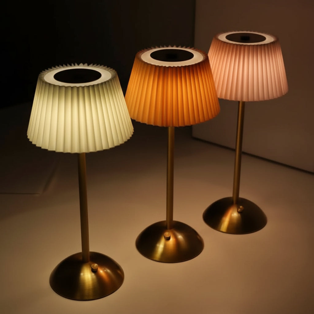 Lampe de Table LED Sans Fil Plissée – Veilleuse Rechargeable Tactile Vintage