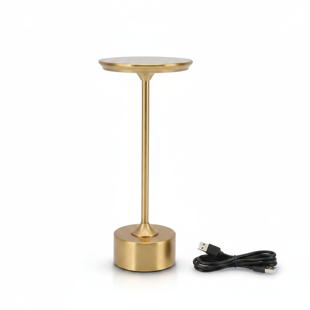 Lampe de Table LED Sans Fil Champignon – Veilleuse Rechargeable Tactile en Métal Doré