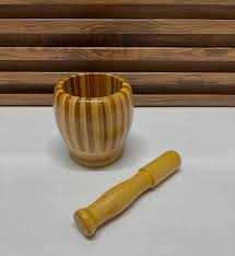 Mortier et pilon en bois de bambou - Outil de cuisine naturel