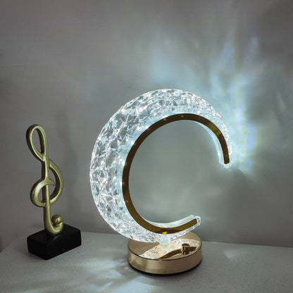 Lampe de Nuit LED en Cristal Acrylique Forme Lune