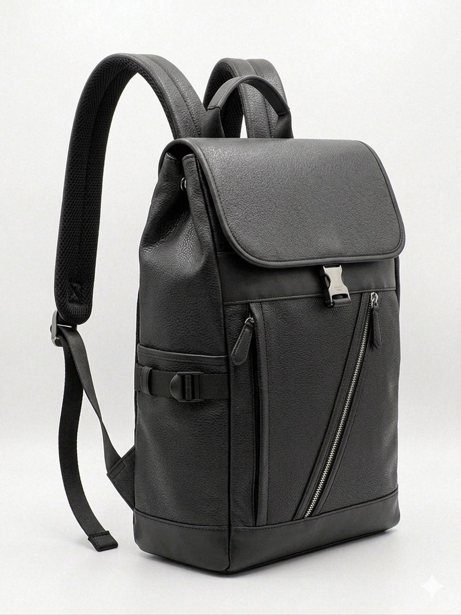 Sac à Dos Élégant Noir en Cuir Synthétique